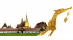 Royal Barge Suphannahong And Temple, Bangkok, Thailand, Clipping Path Stock Photo