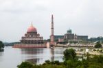 Pink Mosque With River Stock Photo