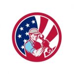 American Industrial Maintenance Mechanic Usa Flag Icon Stock Photo
