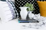 Jar, Coffee Cup And Books Stock Photo