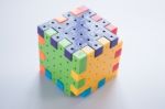 Colorful Plastic Jigsaw Puzzle Game Stock Photo