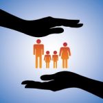 Silhouette Hand Holding Family sign Stock Photo