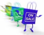 On Sale Shopping Bags Show Sales, Deals, And Bargains Stock Photo