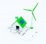 Home With Green Energy Stock Photo