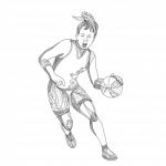 Female Basketball Player Doodle Art Stock Photo