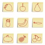 Sketchy Fruits And Vegetable Icons Stock Photo