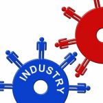 Industry Cogs Represents Gears Gearbox And Collaboration Stock Photo