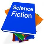 Science Fiction Book Stack Shows Scifi Books Stock Photo