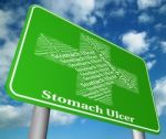 Stomach Ulcer Indicates Ill Health And Abdomens Stock Photo