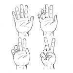 Victory Or Peace Hand Sign Drawing Stock Photo