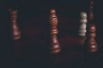 Chess Pieces On A Chess Board Close Up Background Stock Photo