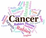 Cancer Word Represents Ill Health And Afflictions Stock Photo