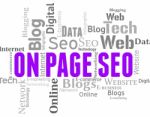 On Page Seo Means Search Engine And Dialogue Stock Photo
