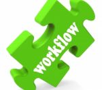 Workflow Puzzle Shows Structure Flow Or Procedure Stock Photo