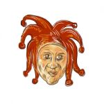 Court Jester Head Drawing Stock Photo