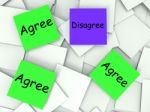 Agree Disagree Post-it Notes Mean Agreeing Or Opposing Stock Photo