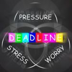 Deadline Words Displays Stress Worry And Pressure Of Time Limit Stock Photo