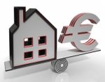 House And Euro Balancing Shows Investment Stock Photo