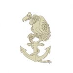 Buzzard Perching Navy Anchor Cartoon Stock Photo