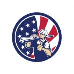 American Lumber Yard Worker Usa Flag Icon Stock Photo