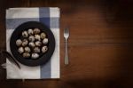 Quail Eggs Flat Lay Still Life Rustic With Food Stylis Stock Photo