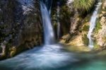 Waterfall At The Val Vertova Torrent Lombardy Near Bergamo In It Stock Photo