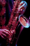 Saxophone Player In Live Perfomance Stock Photo