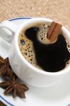 Espresso Coffee In White Cup Stock Photo