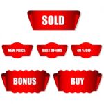 Red Marketing Labels Stock Photo
