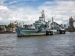 View Of Hms Belfast In London Stock Photo