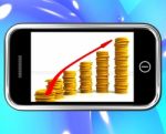 Money Increasing On Smartphone Showing Big Earnings Stock Photo