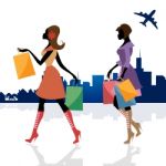 Women Shopping Means Commercial Activity And Adult Stock Photo