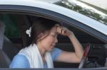 Asian Women Have A Headache Stock Photo