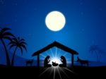 Jesus Manger Shows Birth Of Christ And Christianity Stock Photo