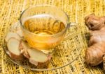 Ginger Tea Represents Organics Teacup And Refreshed Stock Photo