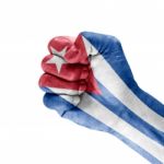Flag Cuba On Clenched Fist Hand Stock Photo