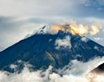 Eruption Of A Volcano Tungurahua, Cordillera Occidental Of The A Stock Photo