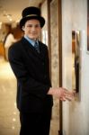 A Doorman In A Hotel Stock Photo