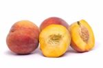 Tasty Peaches On White Stock Photo