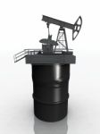 The Oil Wells And Oil Drum Stock Photo