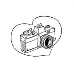 Vintage 35mm Slr Camera Heart Drawing Stock Photo