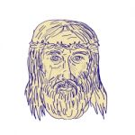 Jesus Face Crown Of Thorns Drawing Stock Photo