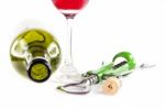 Bottle With Open Wine Device Stock Photo