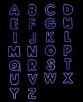 Blue Font Laser Light Alphabet A-z Stock Photo