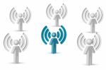 Wifi Symbol With People Stock Photo
