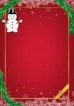 Christmas Red Background Frame With Snow Doll  Illustratio Stock Photo