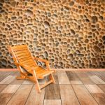 Wooden Deck Chair In Retro Style On Wooden Floor Interior With S Stock Photo