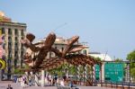 Wooden Sculpture Of A Lobster In Barcelona Stock Photo
