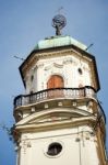 View Of The Astronomical Tower At The Klemintum In Prague Stock Photo