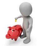 Money Character Means Piggy Bank And Illustration 3d Rendering Stock Photo